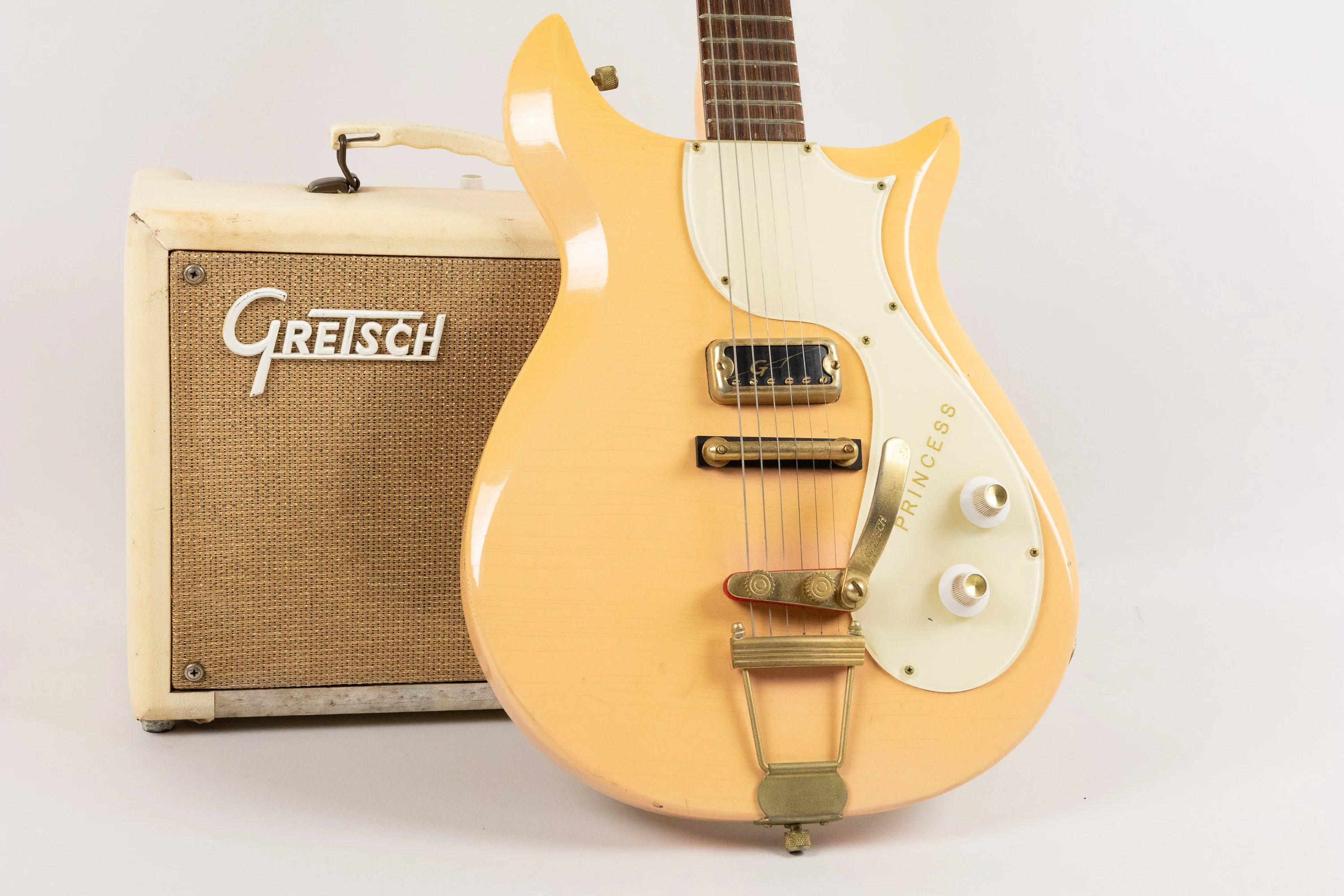 1962 Gretsch Princess (6106) Pink/White & Princess Amp - Image 9