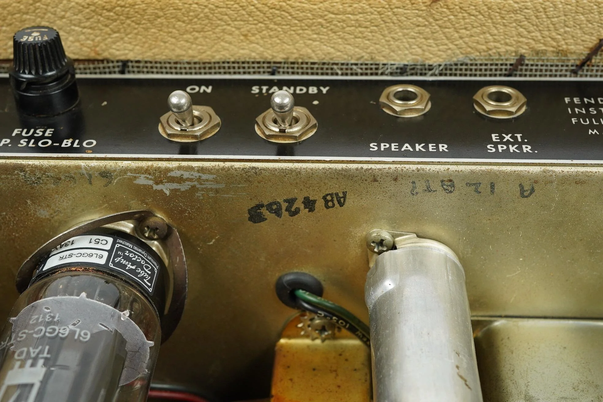 1963 Fender Tremolux Head + Cab, Blonde - Export version - Image 64