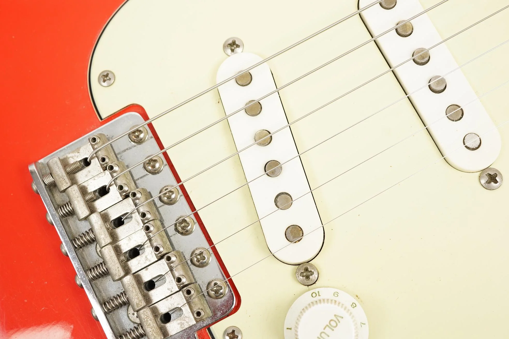 1983 Fender JV Squier Stratocaster, Fiesta Red + HSC - Image 10