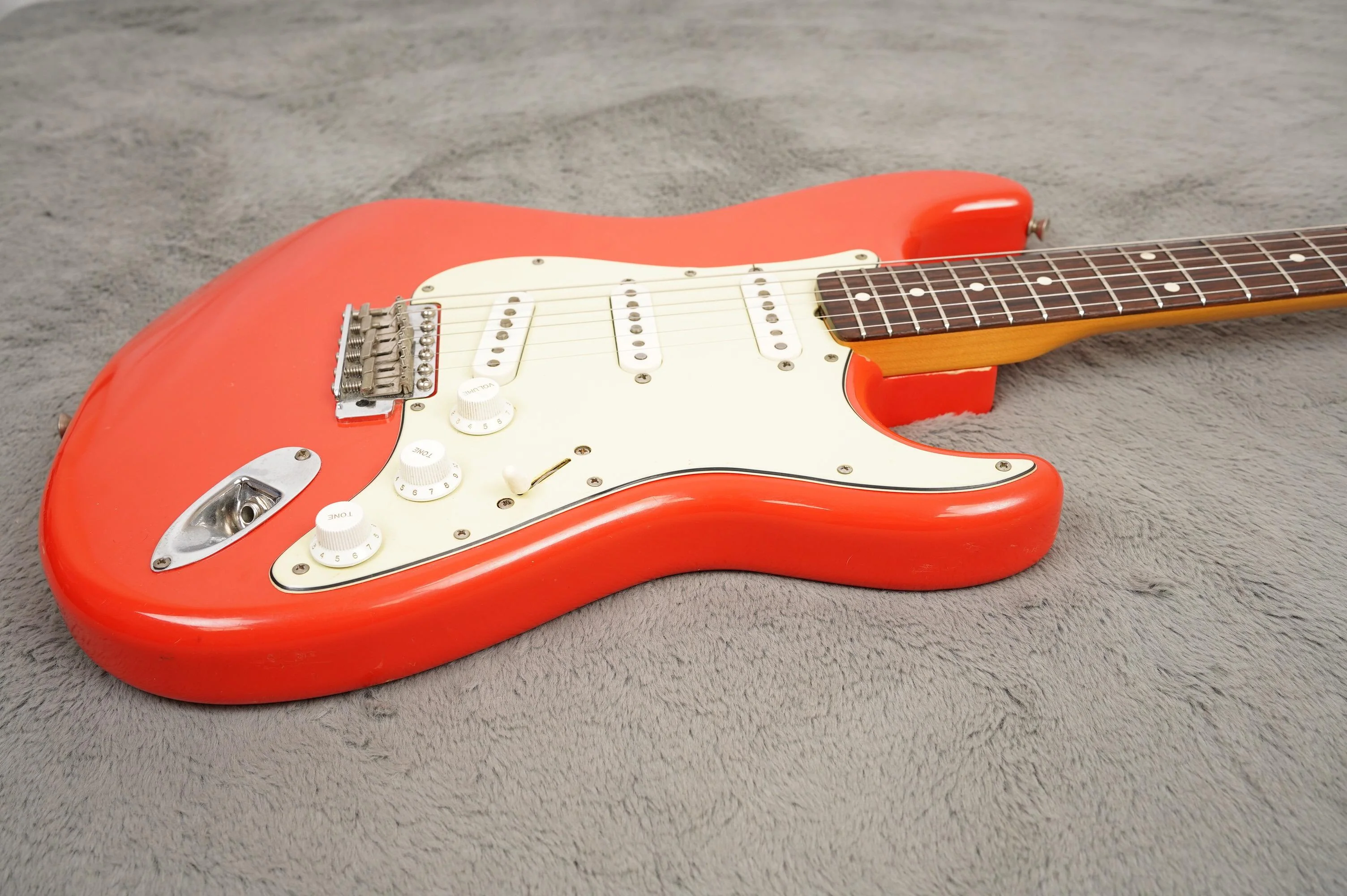 1983 Fender JV Squier Stratocaster, Fiesta Red + HSC - Image 3